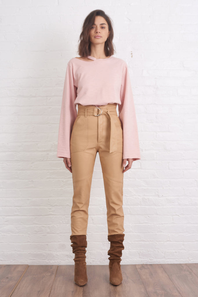 Bennett Patch Pocket Leather Pant in Desert