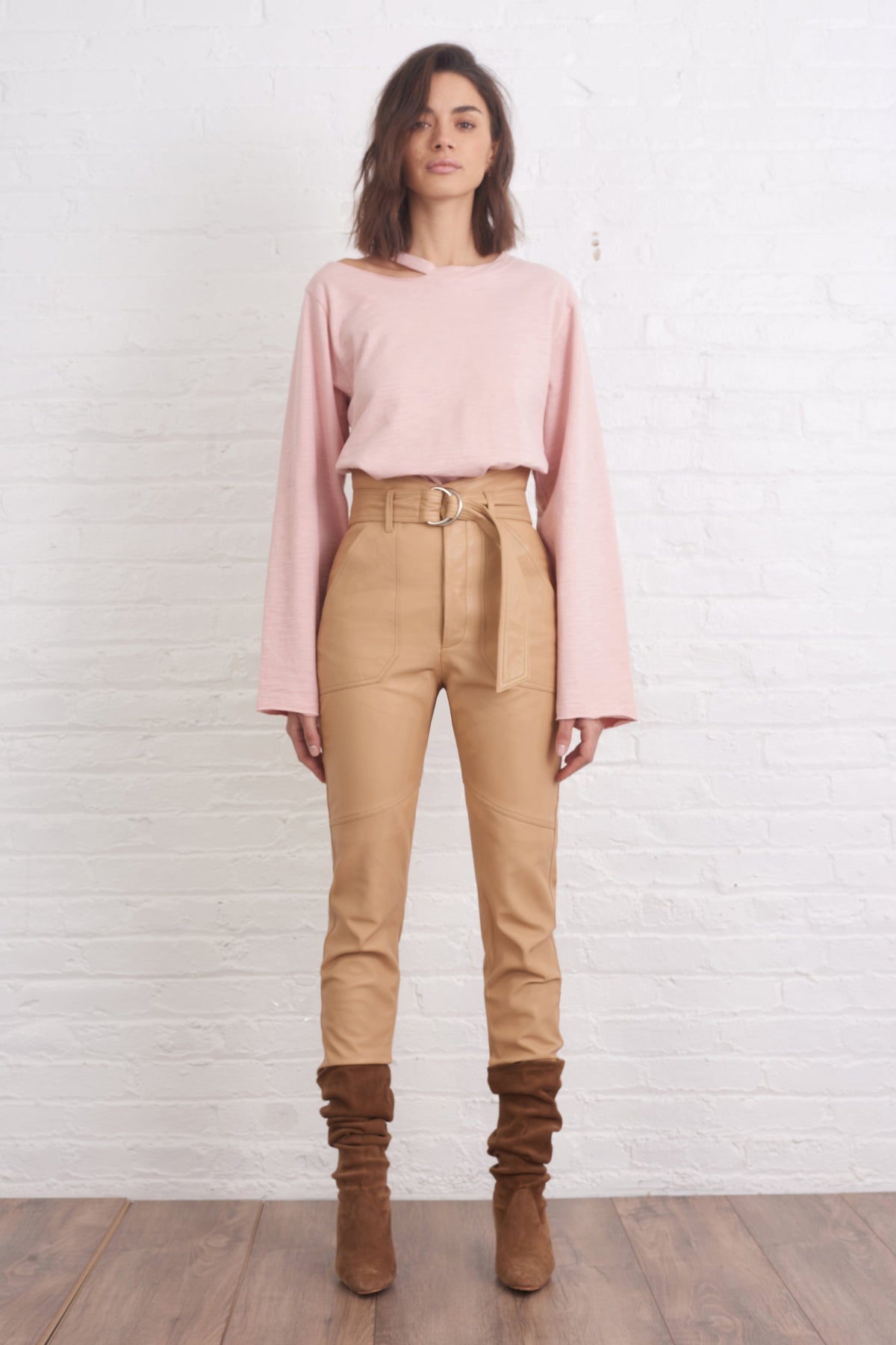 Bennett Patch Pocket Leather Pant in Desert