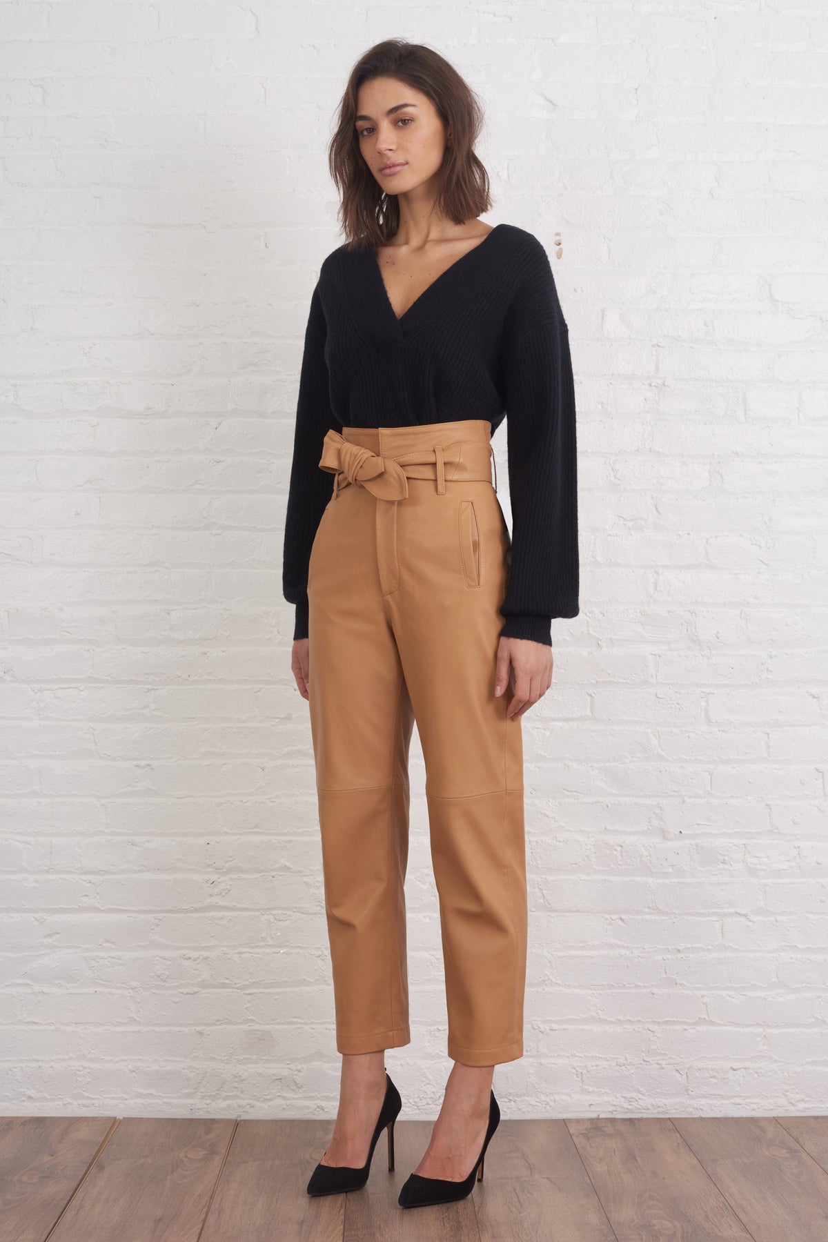 Brennan Leather Pant in Fawn