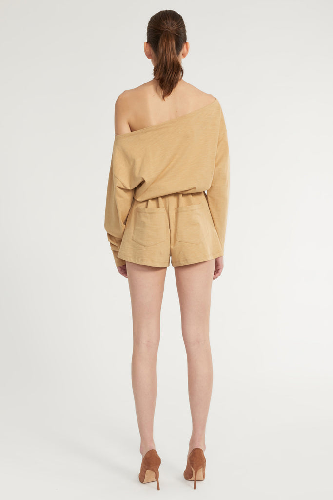 Marlo Drop Shoulder Knit Romper in Sedona