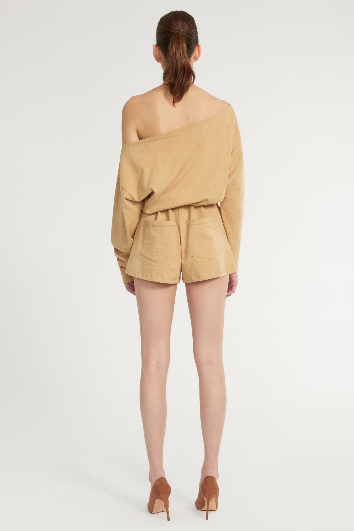 Marlo Drop Shoulder Knit Romper in Sedona