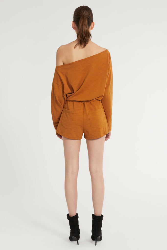 Marlo Drop Shoulder Knit Romper in Topaz