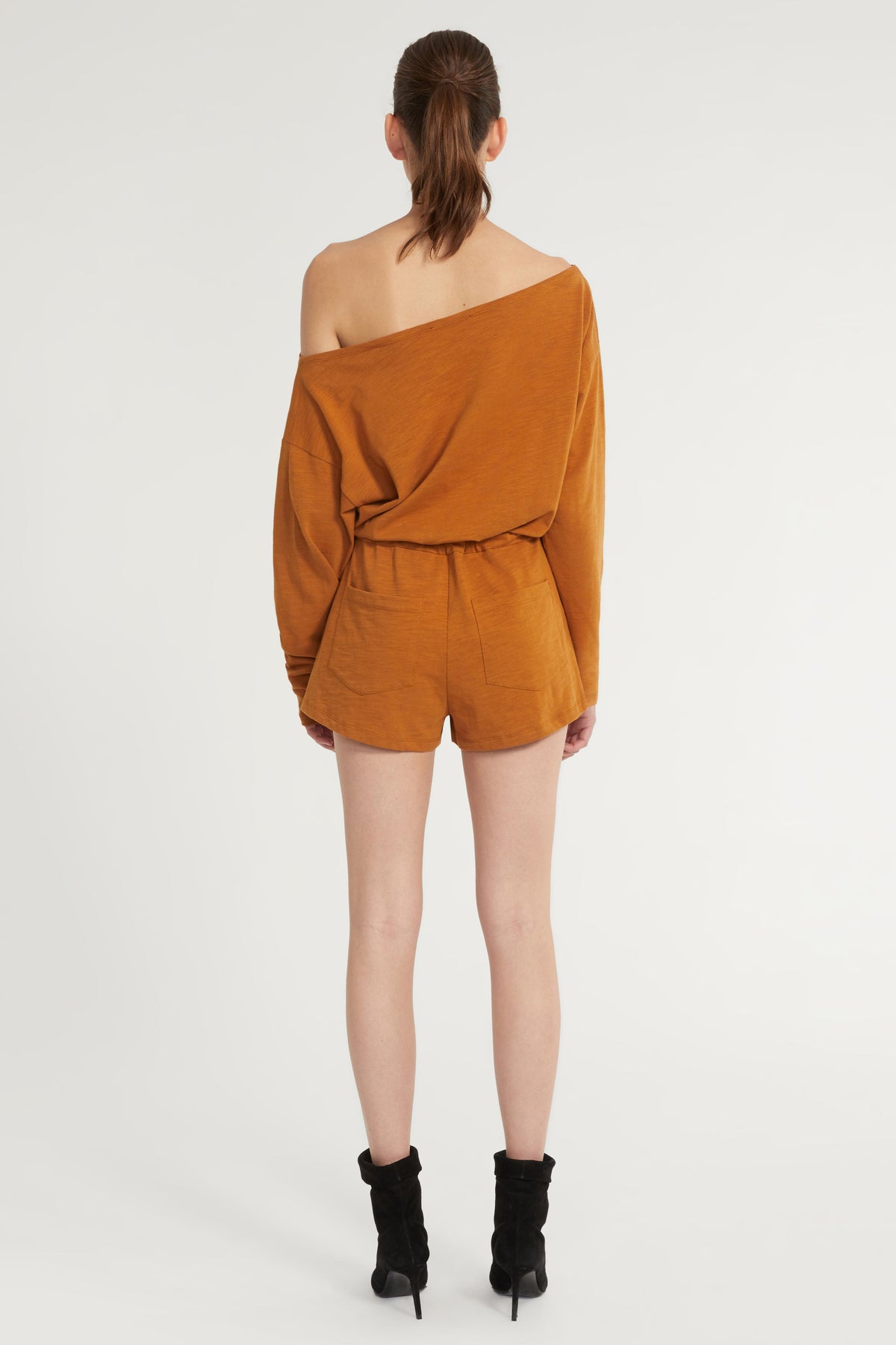 Marlo Drop Shoulder Knit Romper in Topaz
