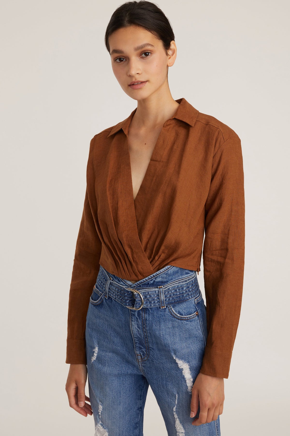 Maxwell Linen Shirt in Bourbon
