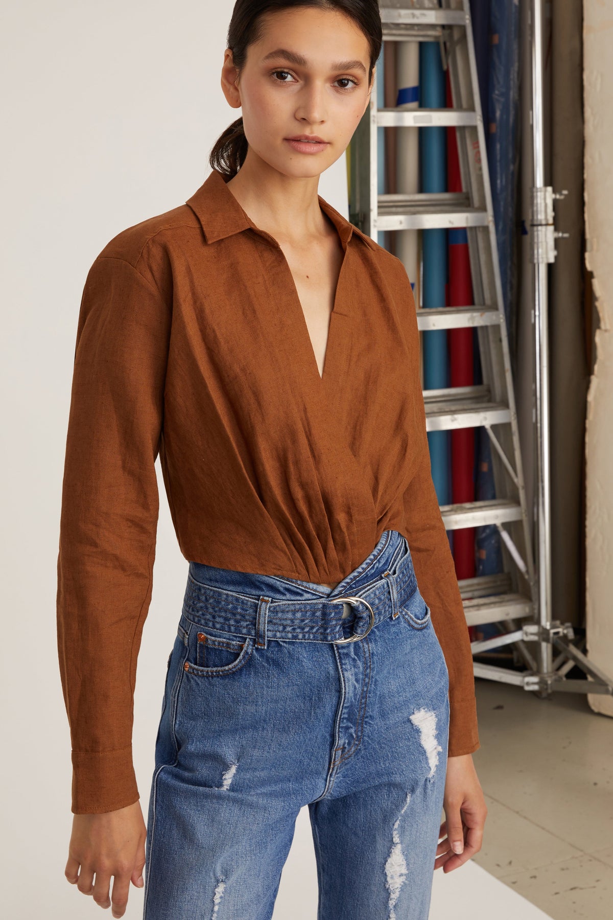 Maxwell Linen Shirt in Bourbon