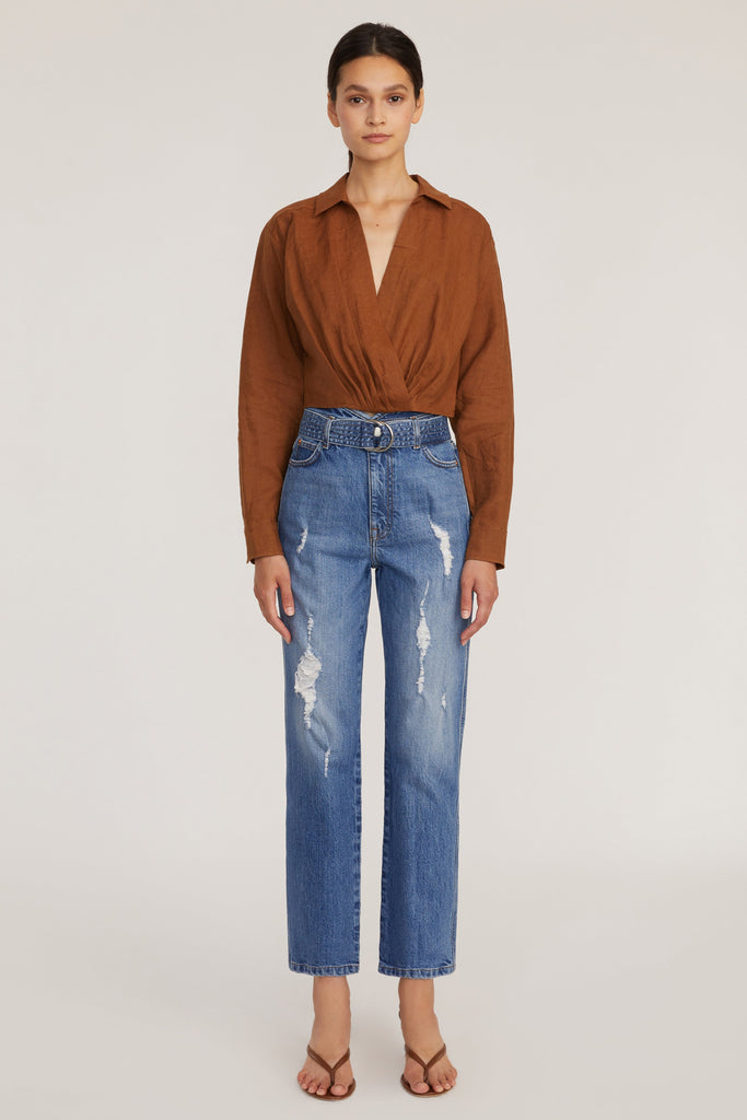 Maxwell Linen Shirt in Bourbon