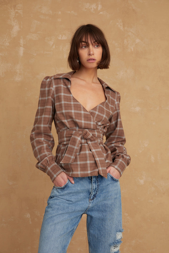 Mia Lightweight Flannel Wrap Top | MARISSA WEBB