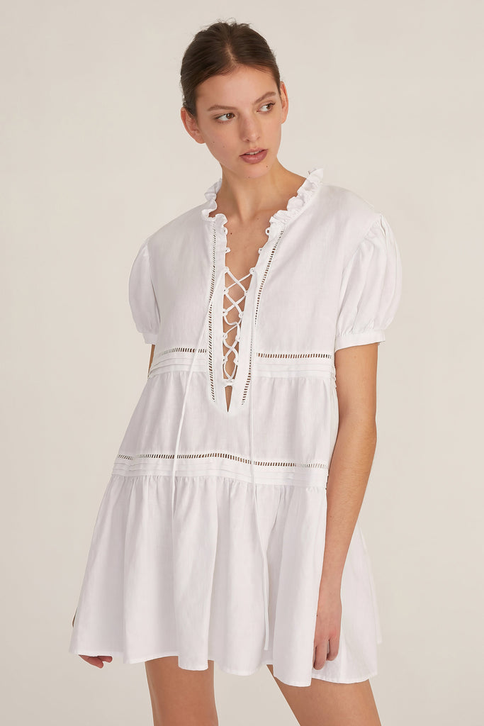 Quincy Linen Tie-Front Mini Dress