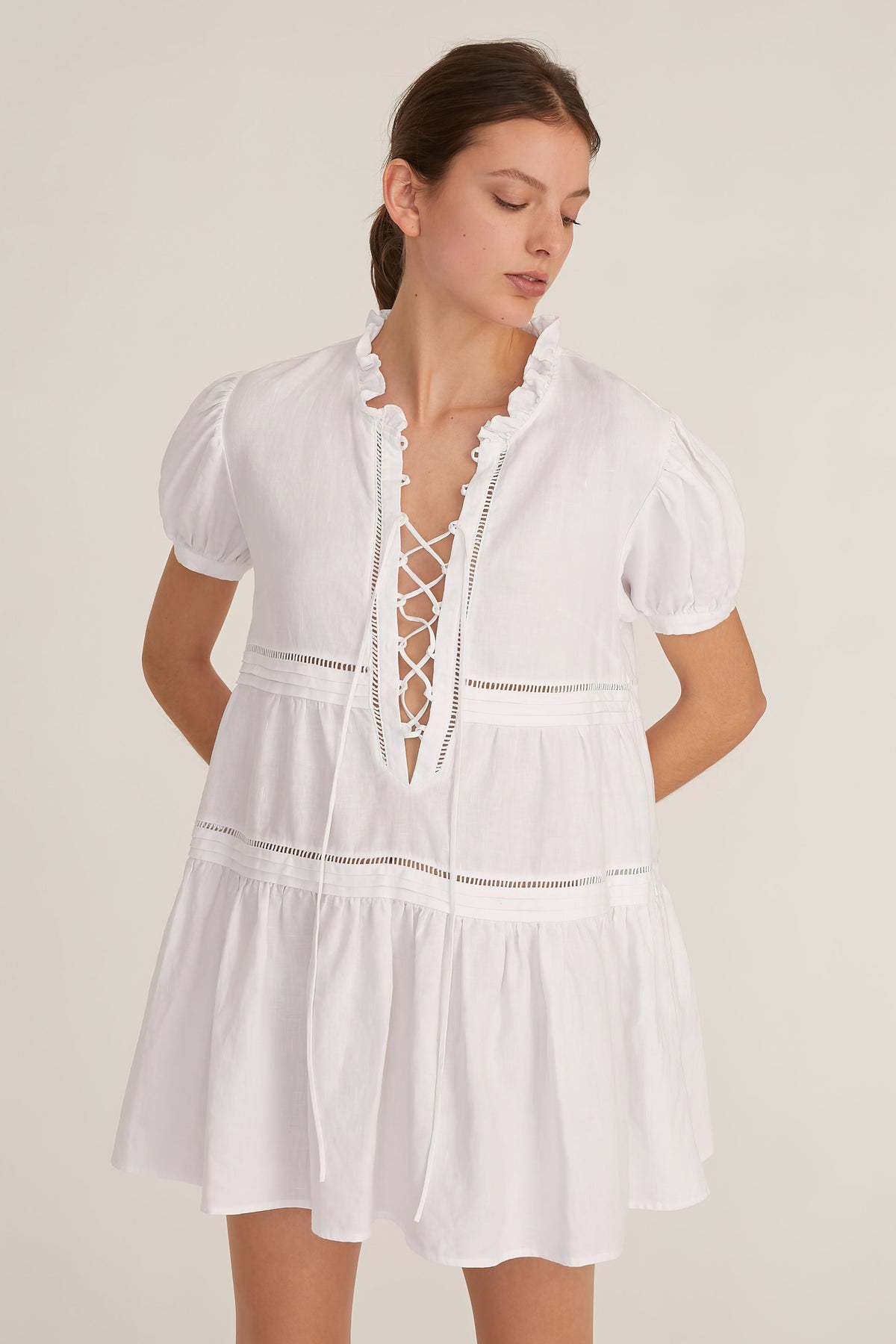 Quincy Linen Tie-Front Mini Dress