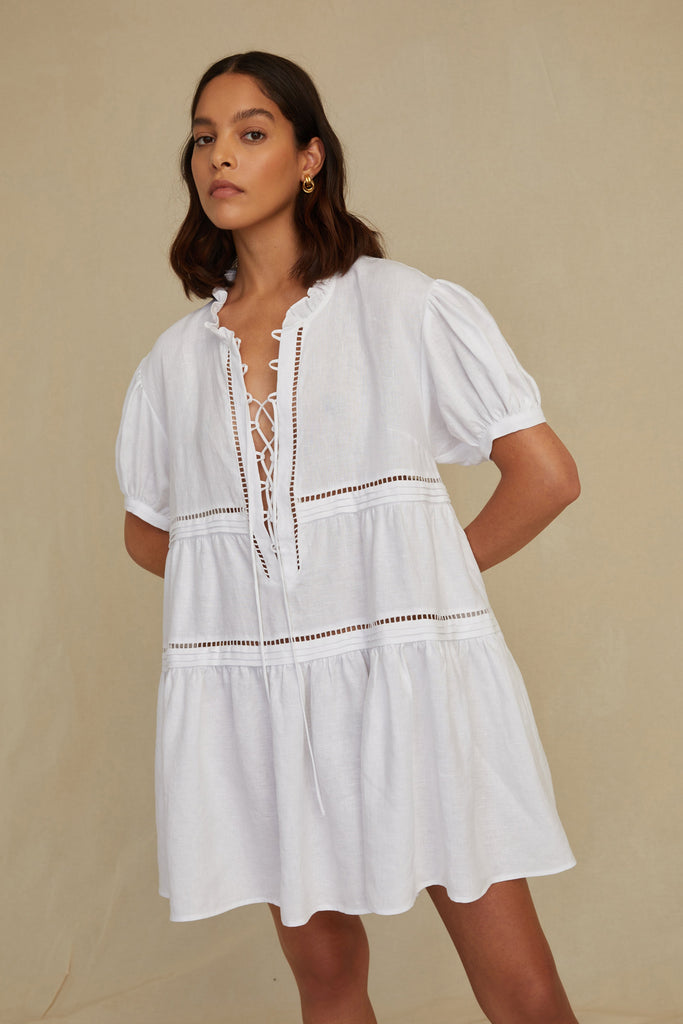 Quincy Linen Tie-Front Mini Dress