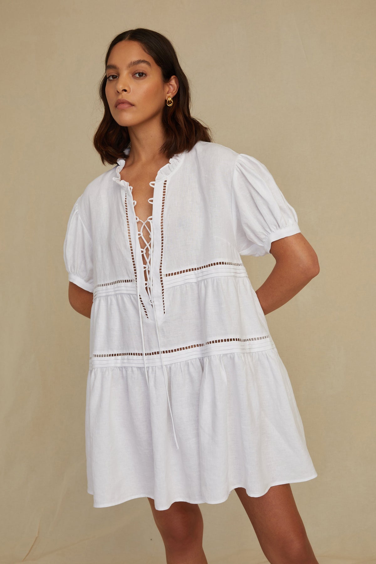 Quincy Linen Tie-Front Mini Dress