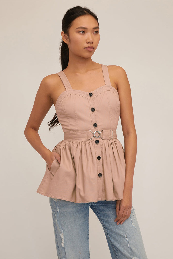 Brielle Canvas And Tulle Seamed Trench Vest | MARISSA WEBB