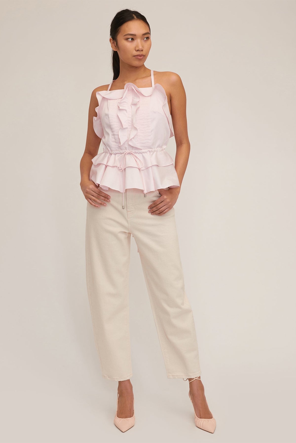 Bex Ruffle Apron Top in Soft Pink | MARISSA WEBB