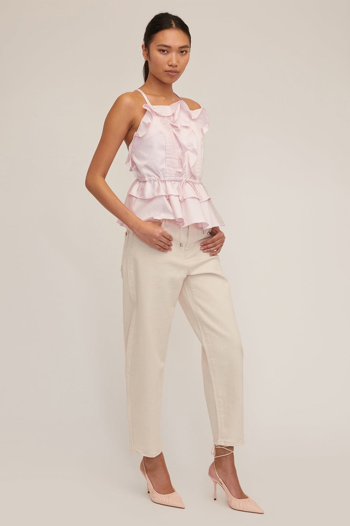 Bex Ruffle Apron Top in Soft Pink | MARISSA WEBB