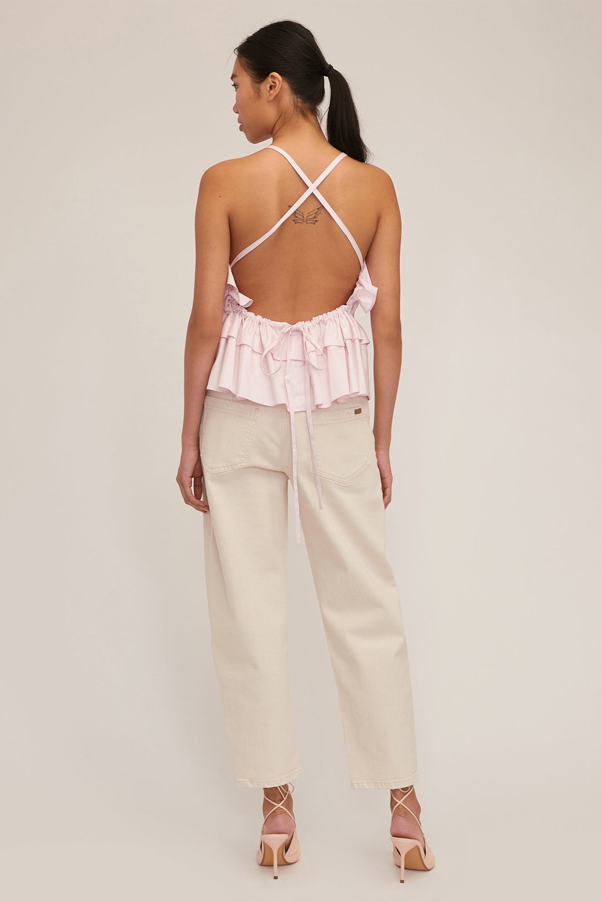 Bex Ruffle Apron Top in Soft Pink | MARISSA WEBB