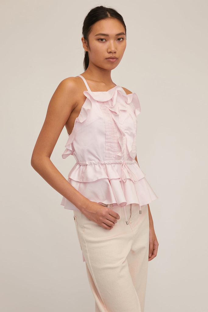 Bex Ruffle Apron Top in Soft Pink | MARISSA WEBB