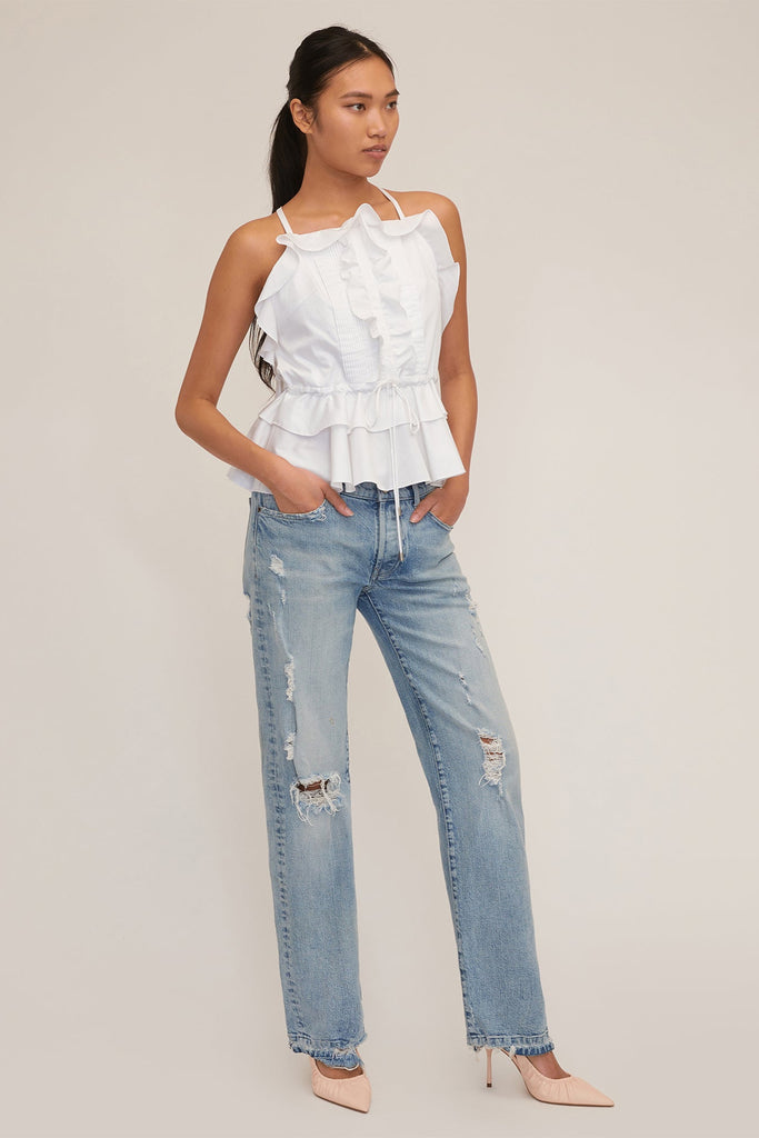 Bex Ruffle Apron Top in White | MARISSA WEBB