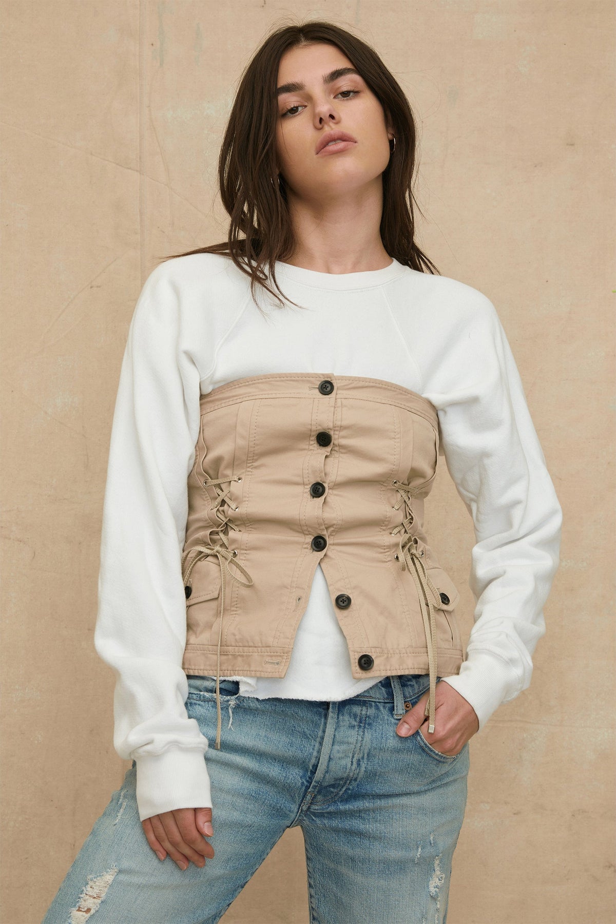 Oakley Canvas Lace Up Corset | MARISSA WEBB