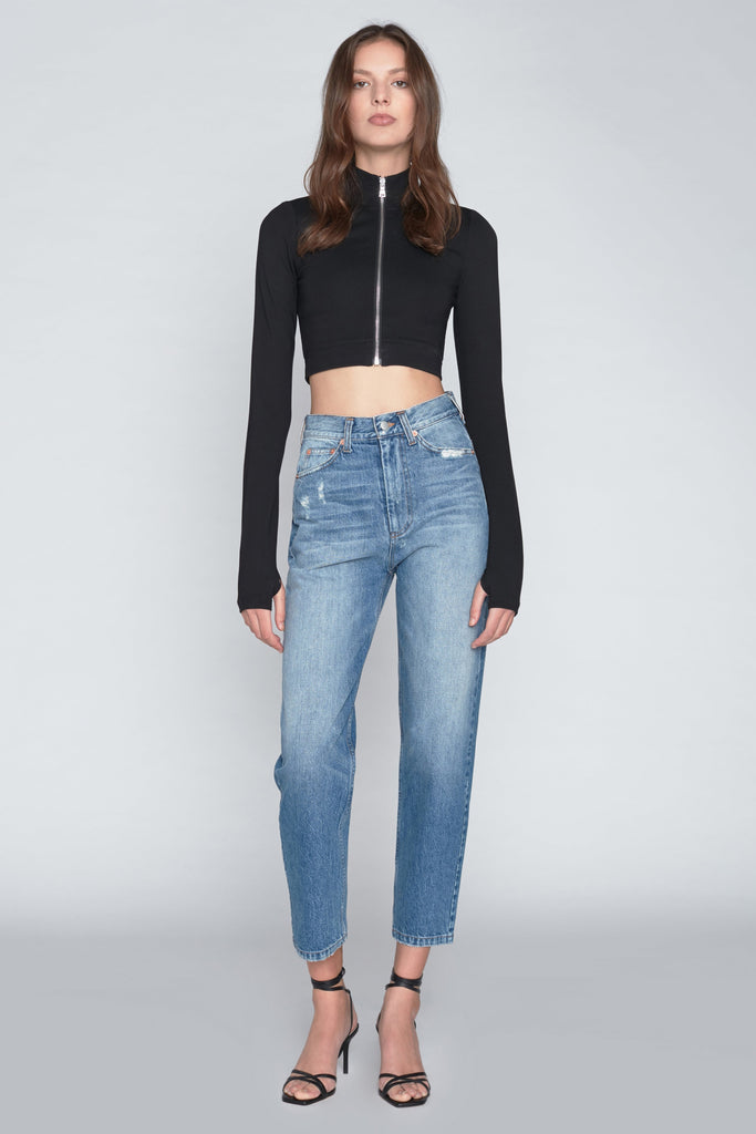 Sadie Cropped Zip Front Ponte Top
