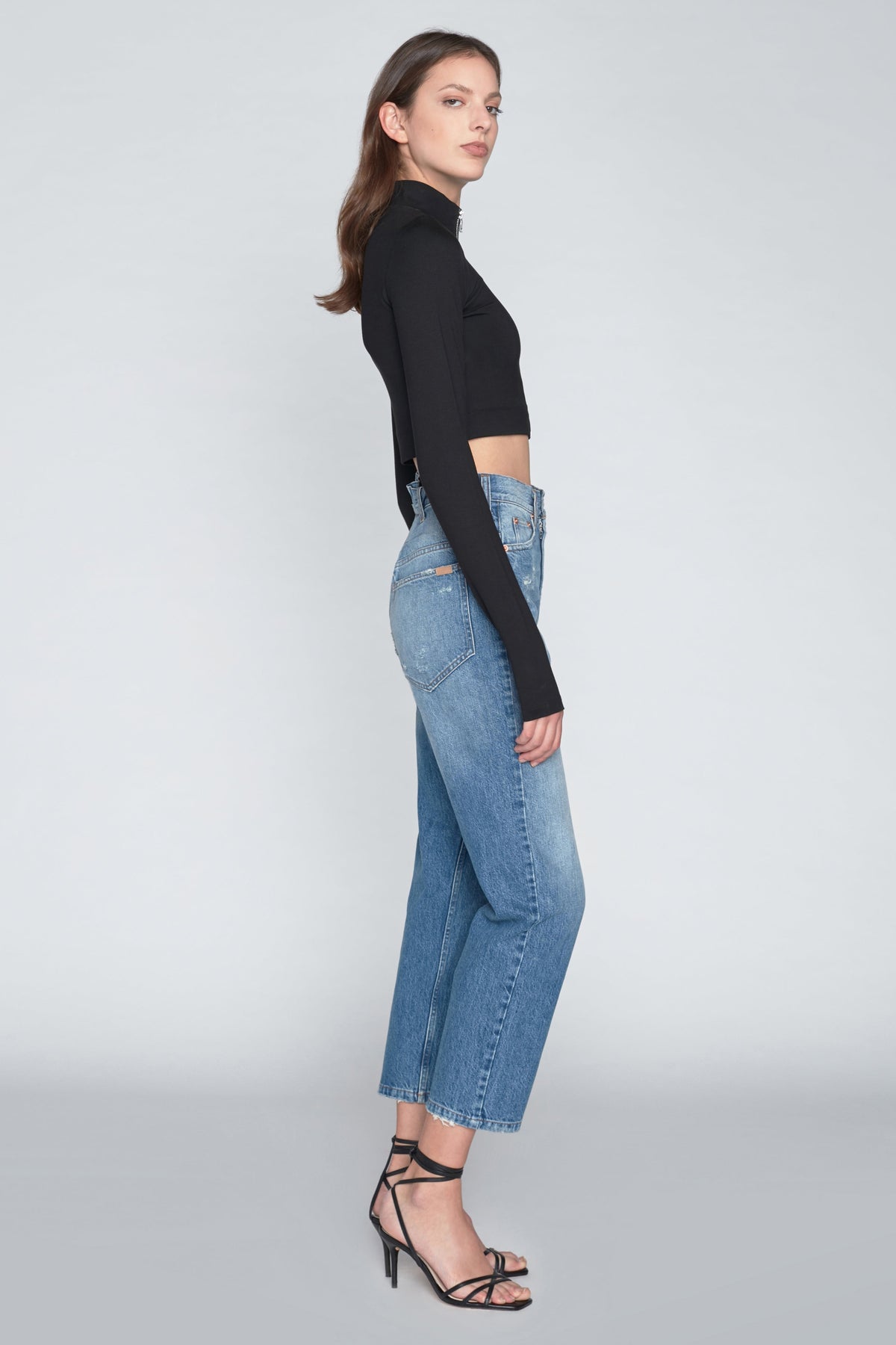 Sadie Cropped Zip Front Ponte Top