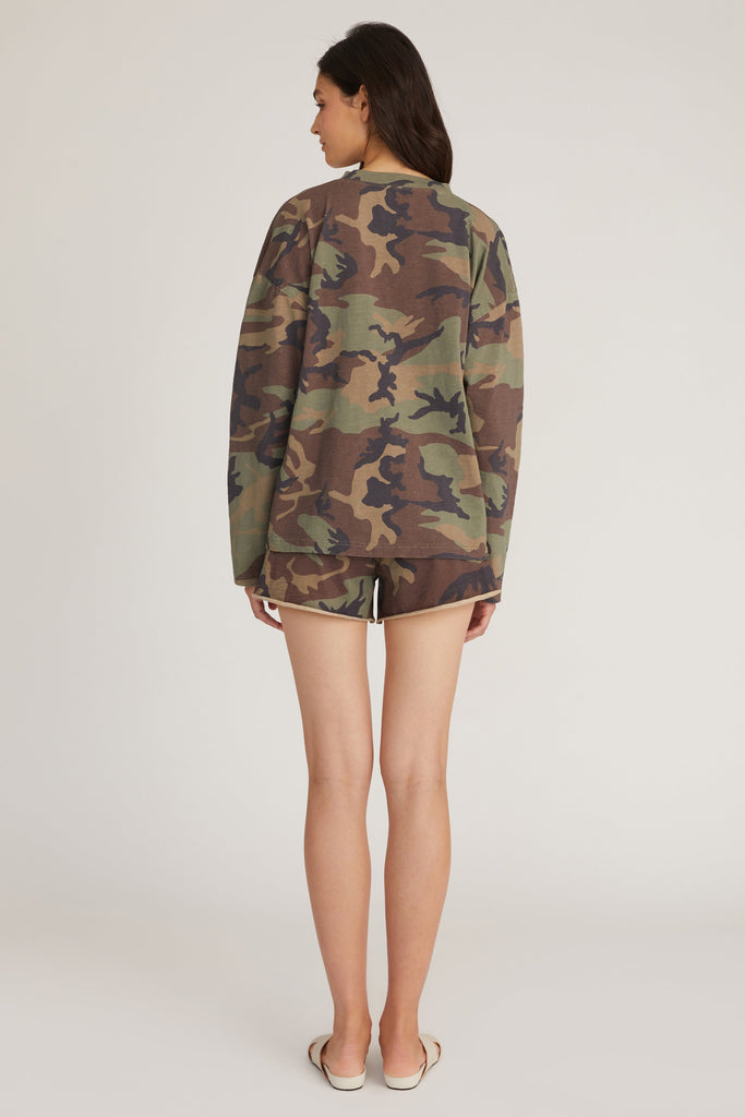 So Relaxed Boyfriend Slub Jersey Long Sleeve Camo Henley
