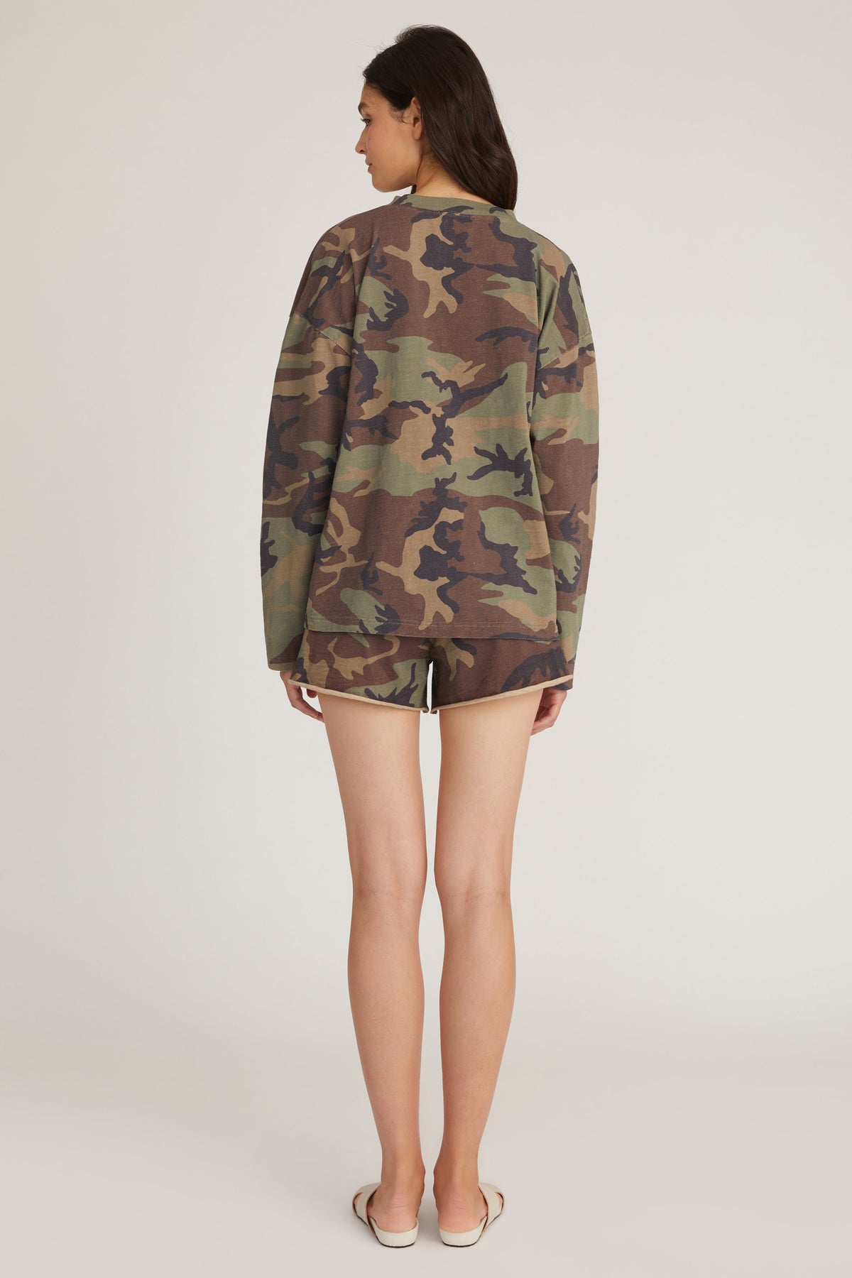 So Relaxed Boyfriend Slub Jersey Long Sleeve Camo Henley