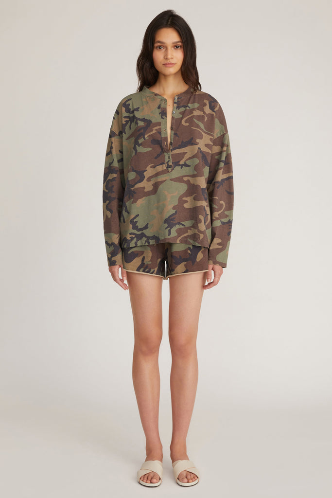 So Relaxed Boyfriend Slub Jersey Long Sleeve Camo Henley