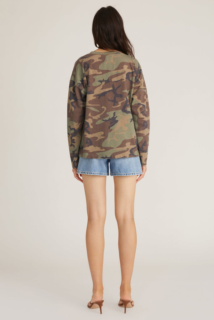 So Relaxed Boyfriend Slub Jersey Long Sleeve Camo Tee