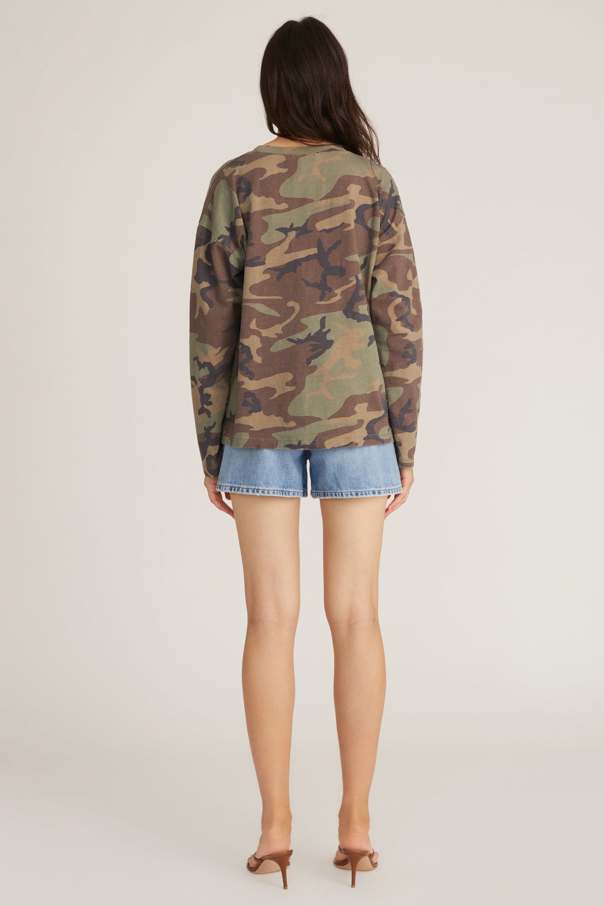 So Relaxed Boyfriend Slub Jersey Long Sleeve Camo Tee