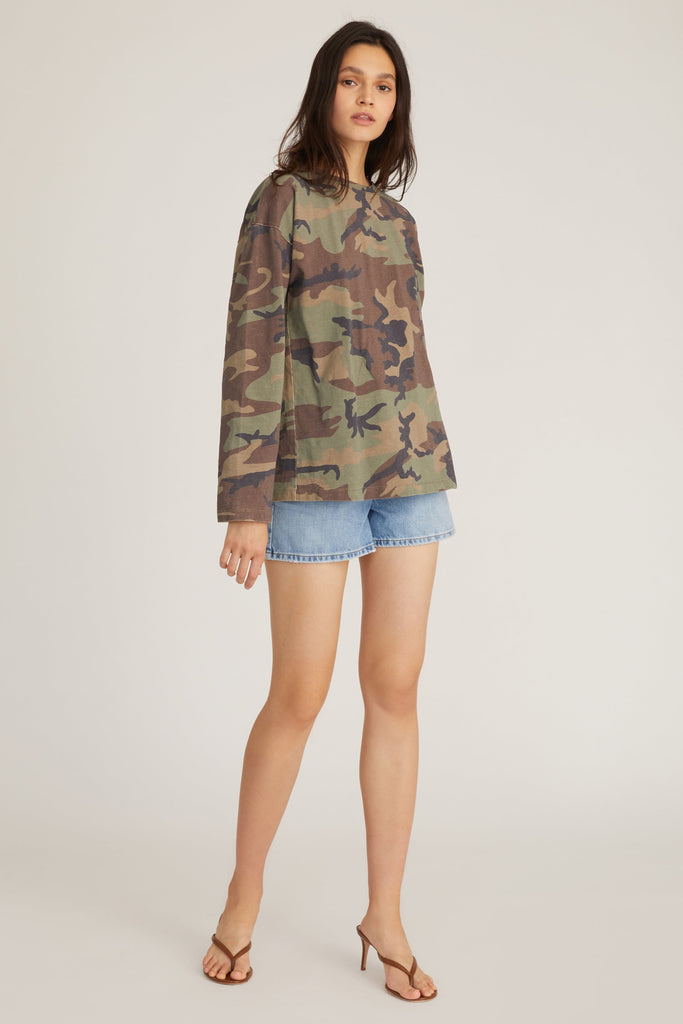 So Relaxed Boyfriend Slub Jersey Long Sleeve Camo Tee