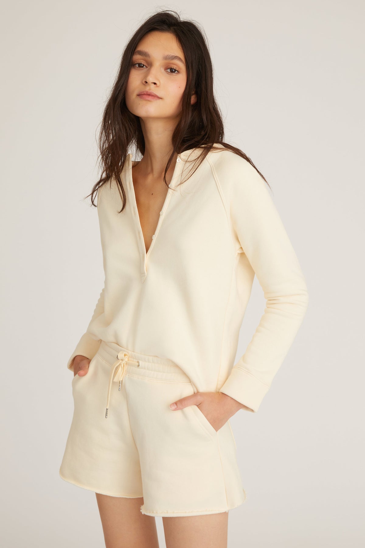 So Relaxed French Terry Wide Leg Sweatshort in Limoncello
