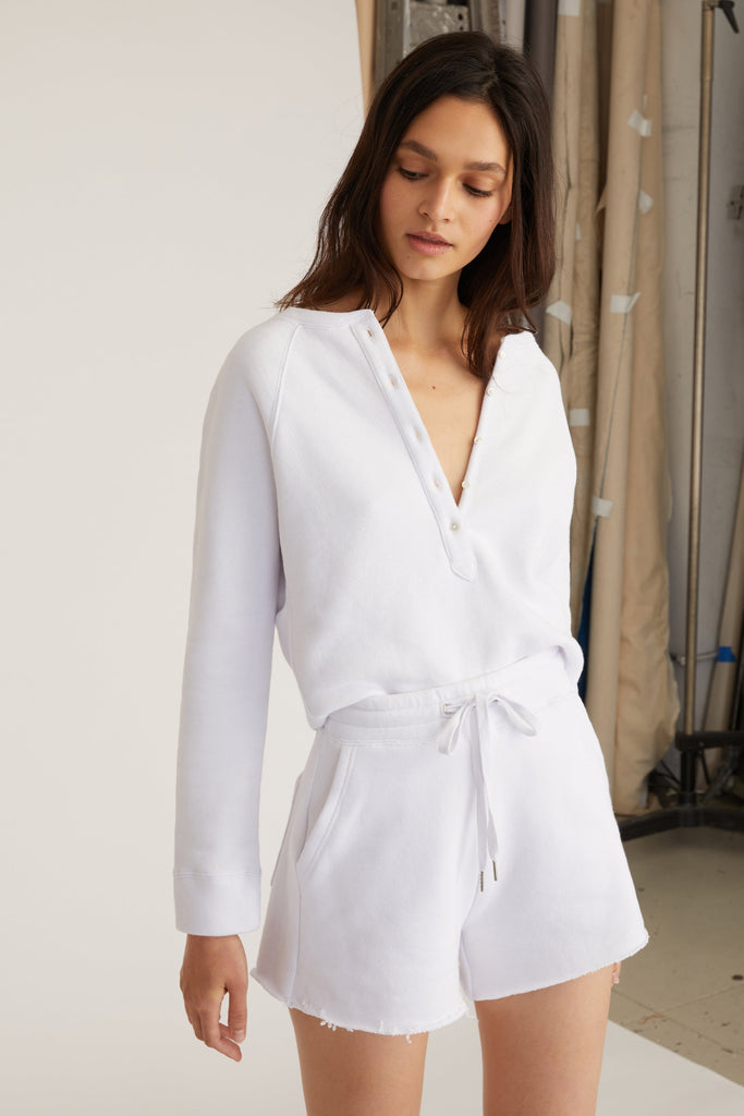 So Relaxed French Terry Wide Leg Sweatshort in White