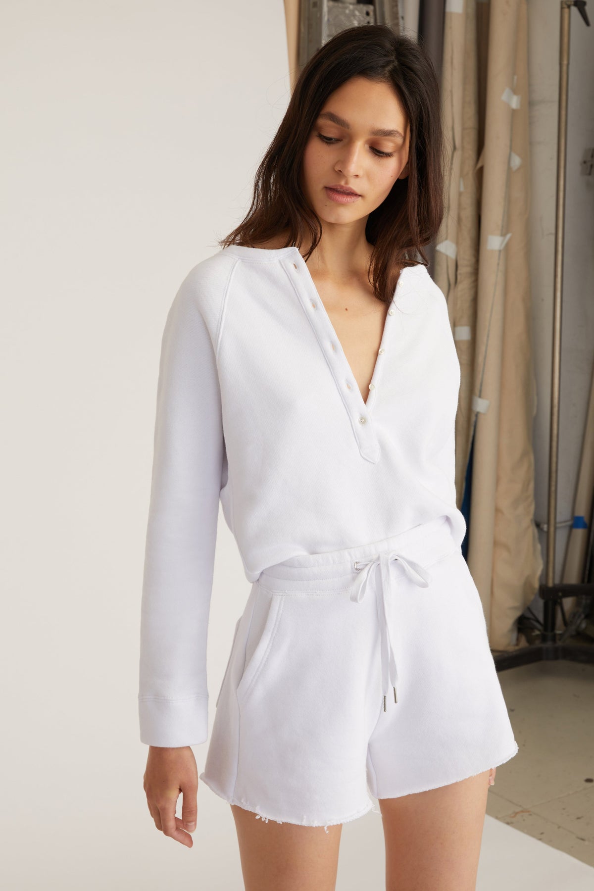 So Relaxed French Terry Wide Leg Sweatshort in White