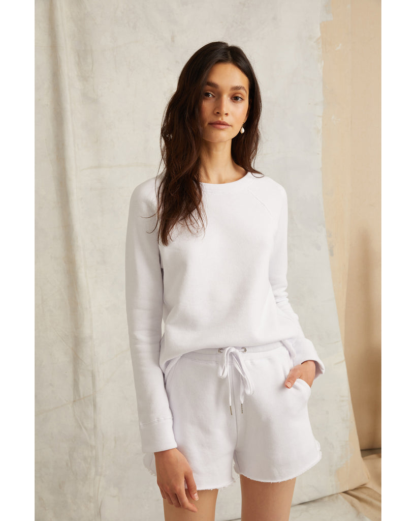 So Relaxed French Terry Wide Leg Sweatshort in White