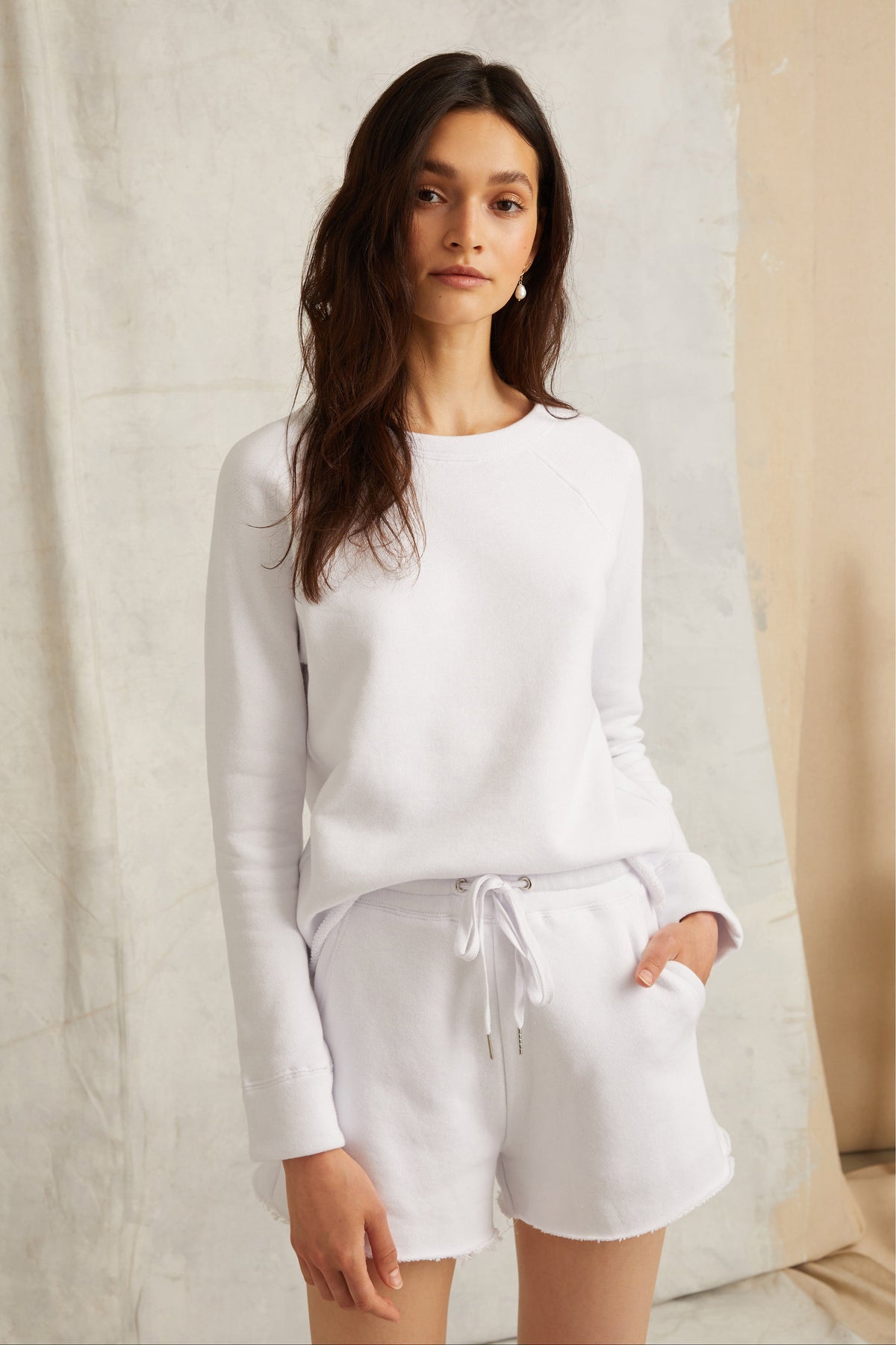 So Relaxed French Terry Wide Leg Sweatshort in White