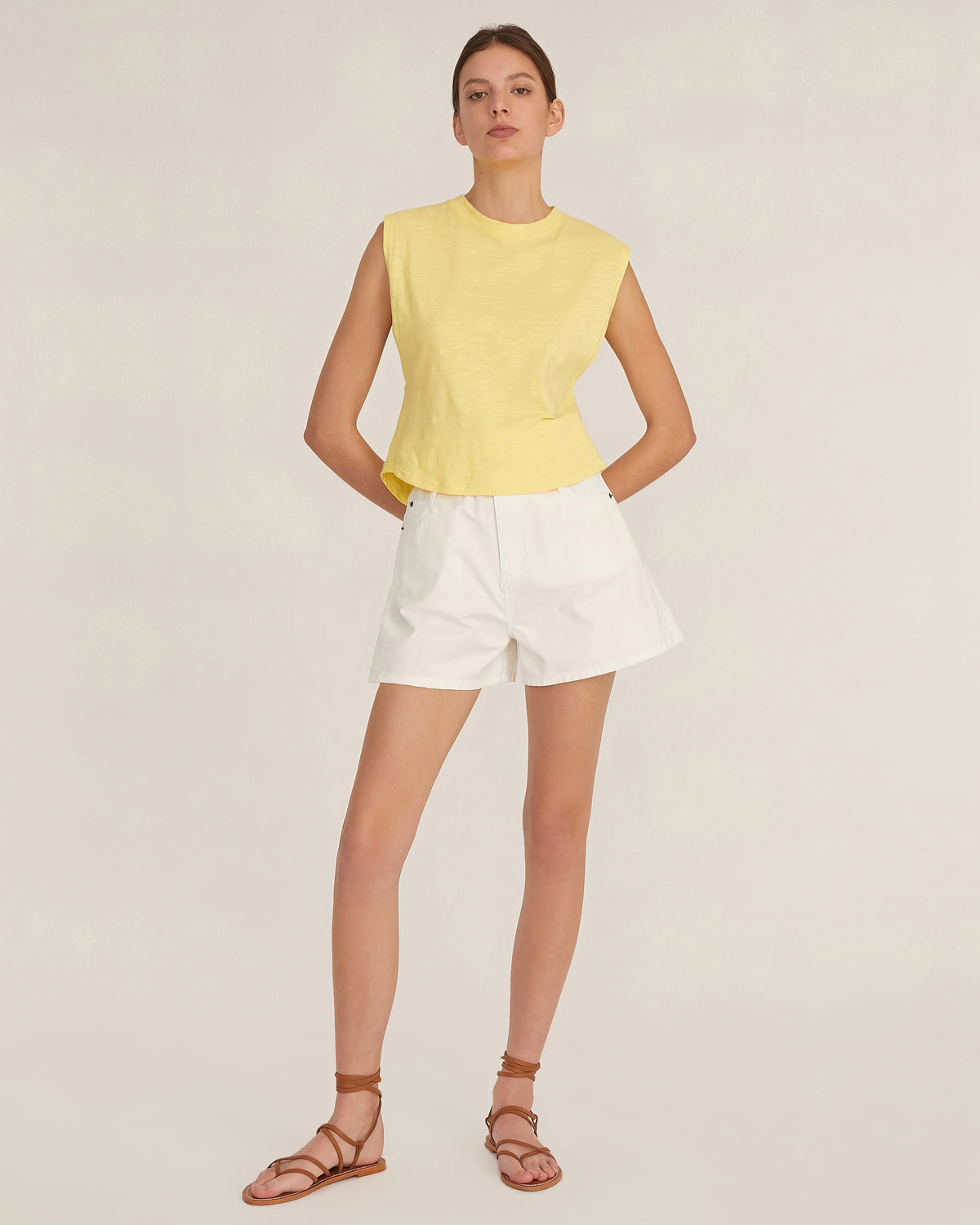 So Relaxed Slub Jersey Muscle Tee in Citrine