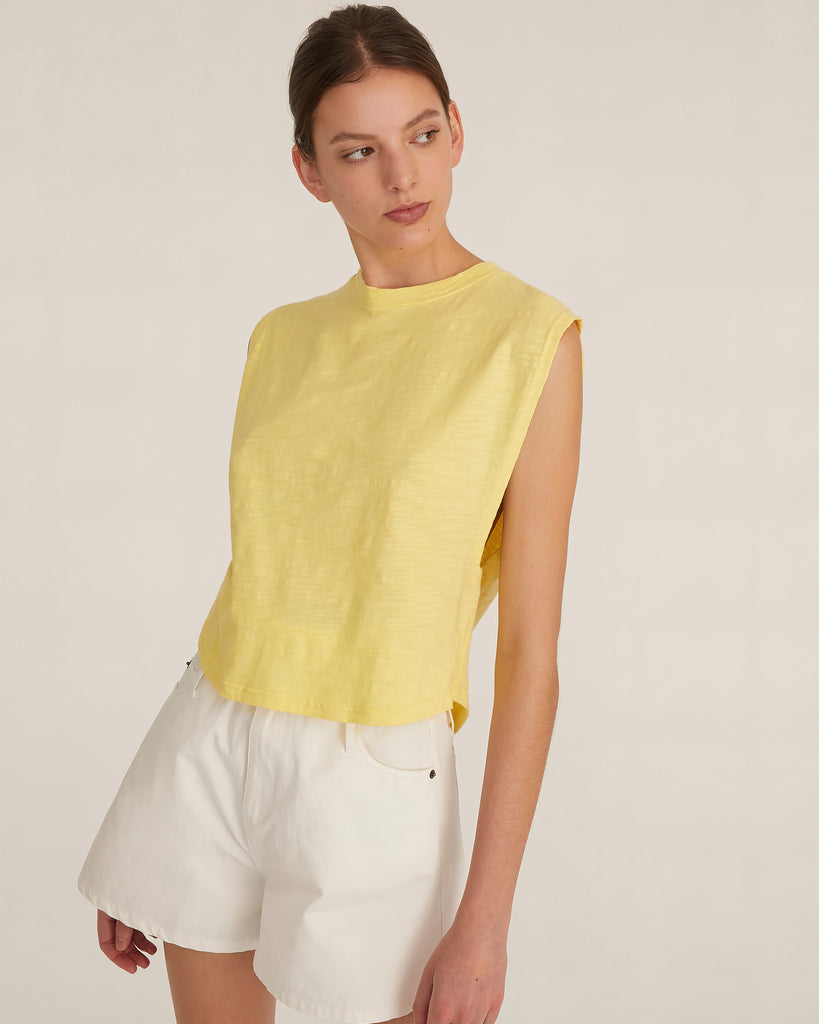 So Relaxed Slub Jersey Muscle Tee in Citrine