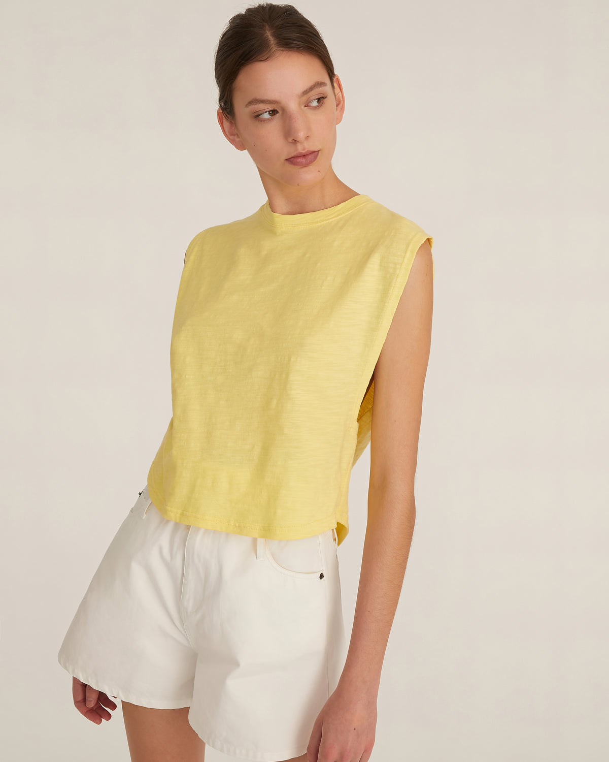 So Relaxed Slub Jersey Muscle Tee in Citrine