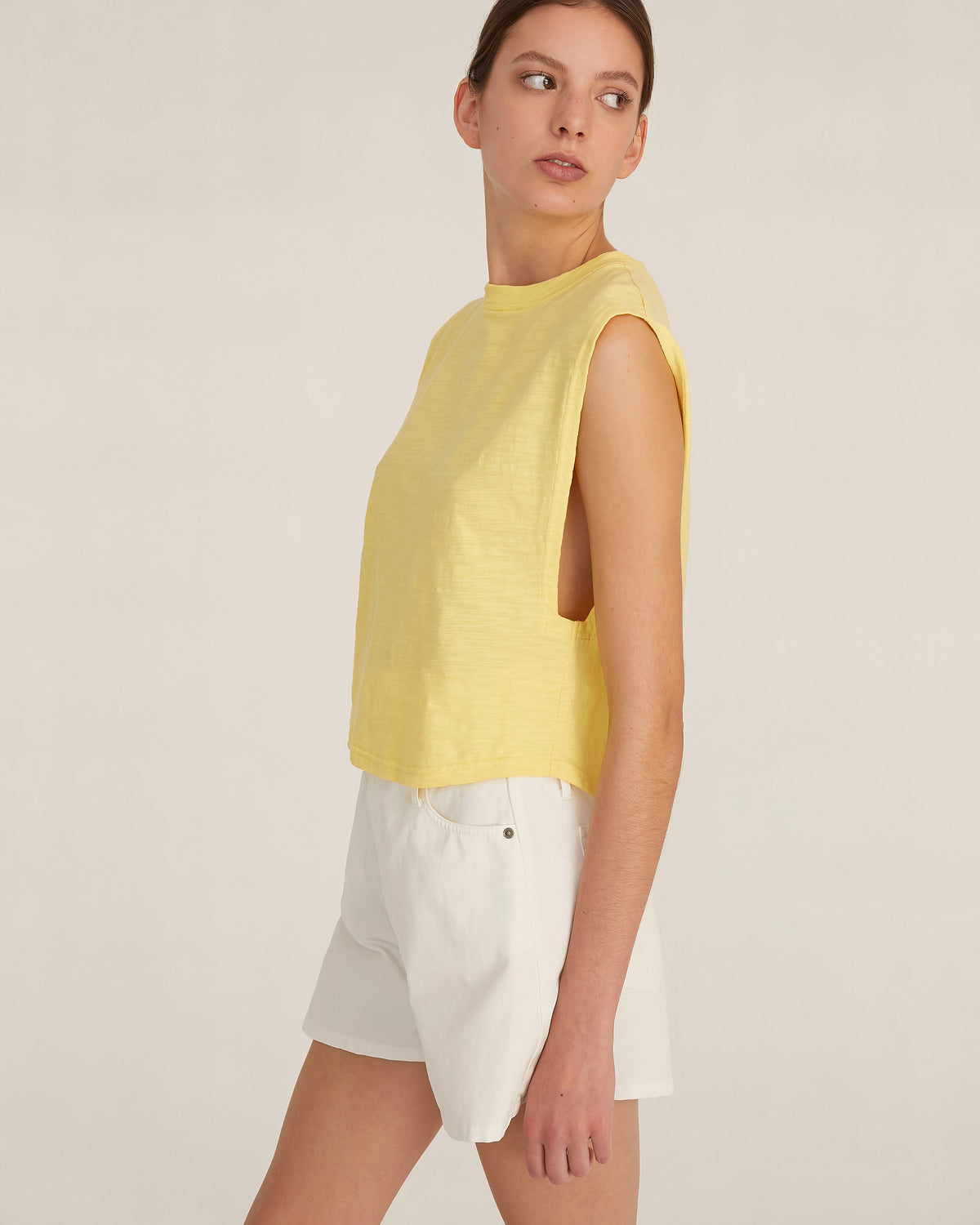 So Relaxed Slub Jersey Muscle Tee in Citrine