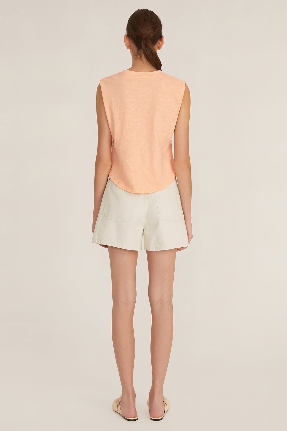 So Relaxed Slub Jersey Muscle Tee in Papaya
