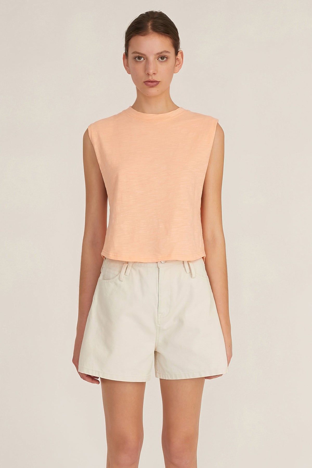 So Relaxed Slub Jersey Muscle Tee in Papaya