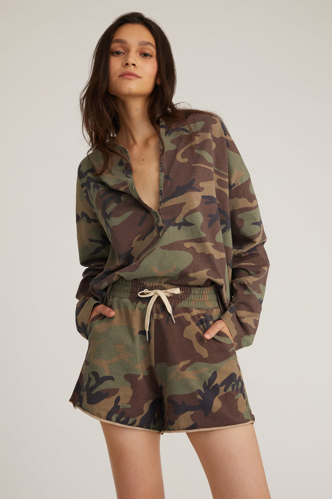 So Relaxed Slub Jersey Wide Leg Camo Sweatshort