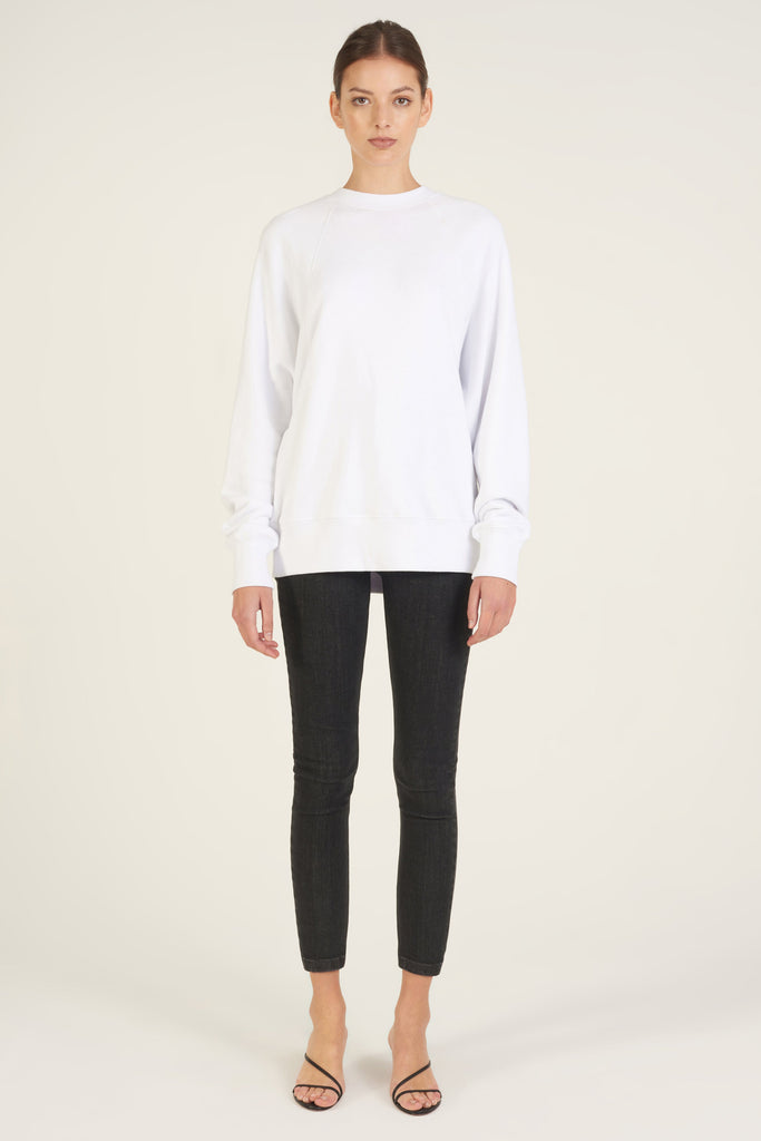 So Uptight Drop Raglan French Terry Sweatshirt in White