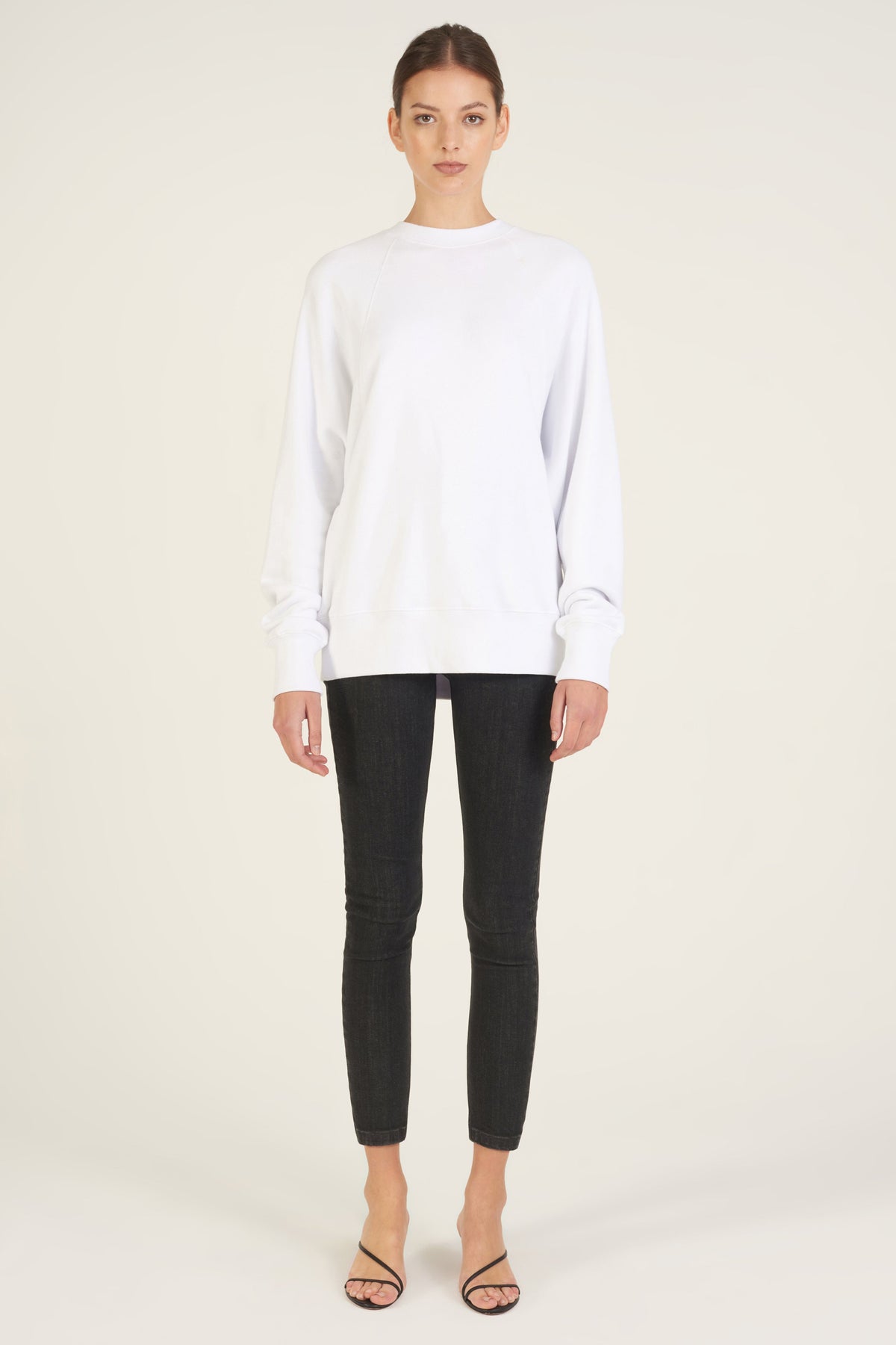So Uptight Drop Raglan French Terry Sweatshirt in White