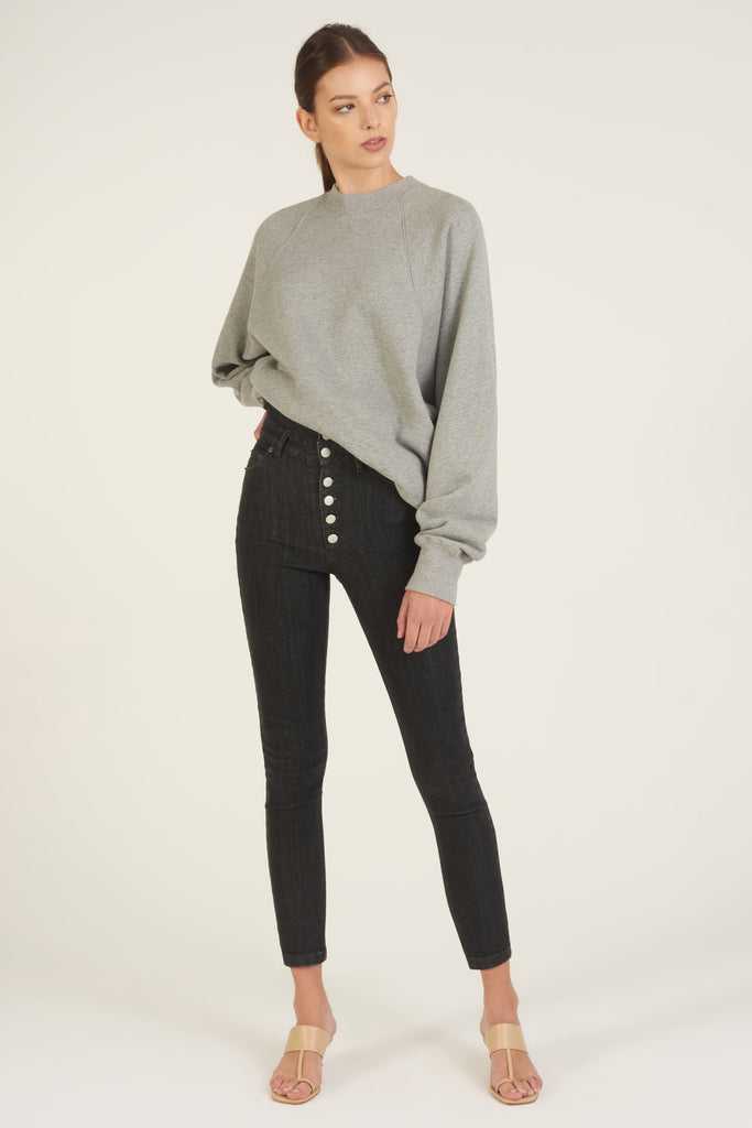 So Uptight Drop Raglan French Terry Sweatshirt in Heather Grey