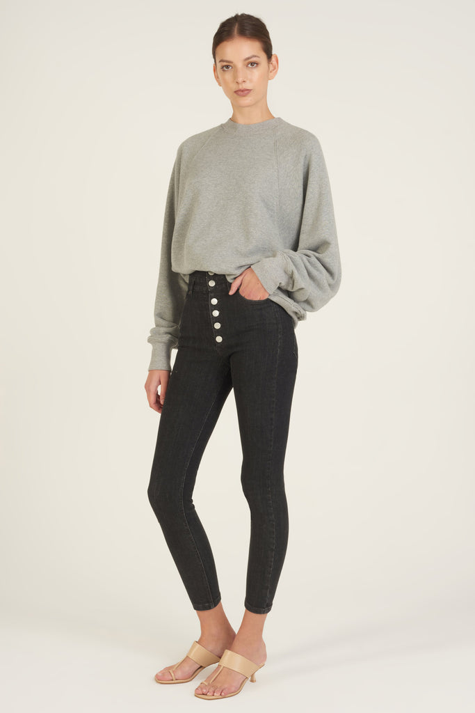 So Uptight Drop Raglan French Terry Sweatshirt in Heather Grey