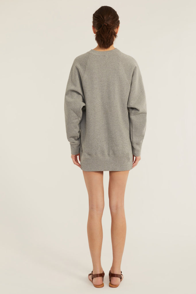 So Uptight French Terry Raglan Crew Sweatshirt Dress in Heather Grey