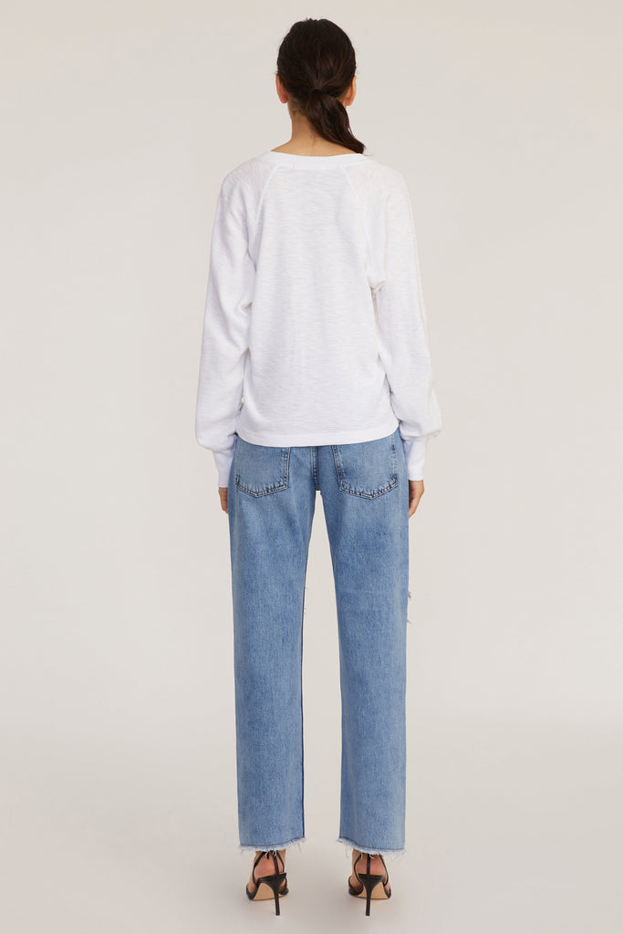 So Uptight Waffle Knit Henley in White