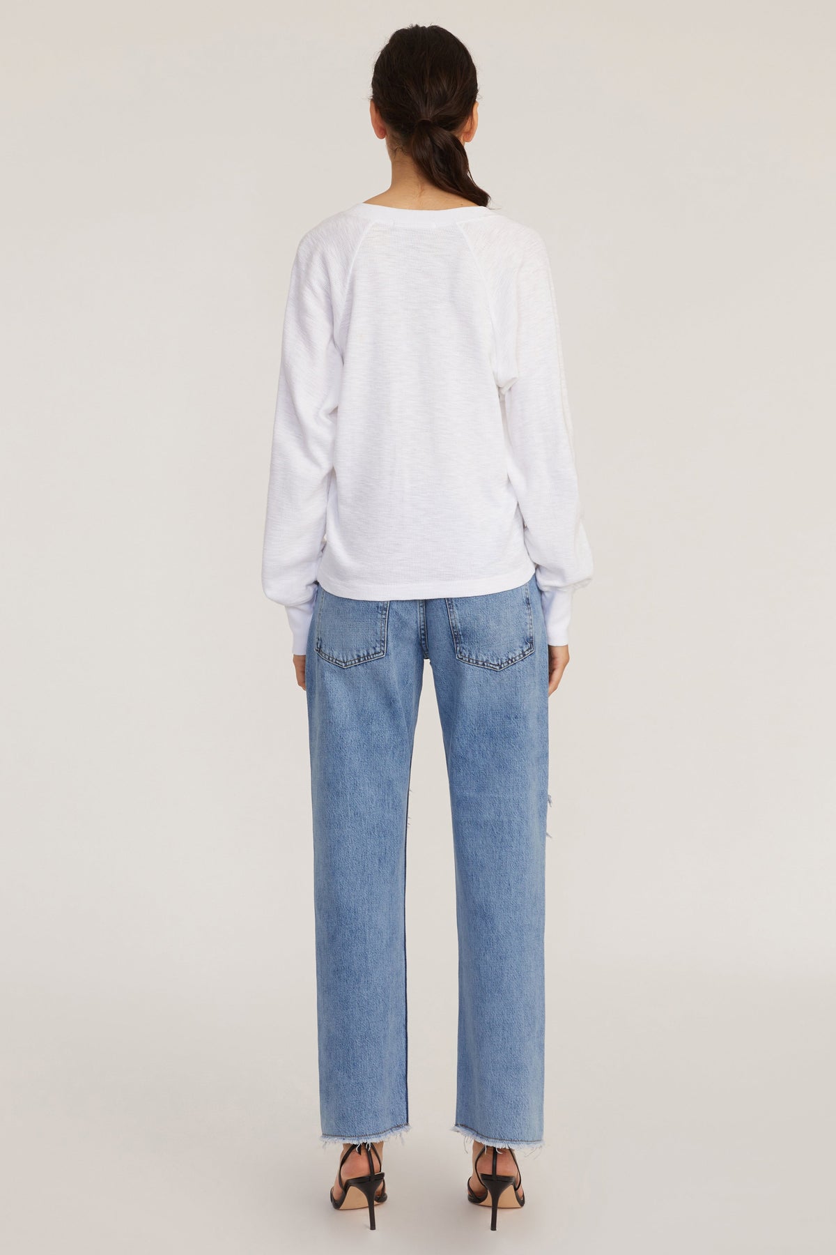 So Uptight Waffle Knit Henley in White