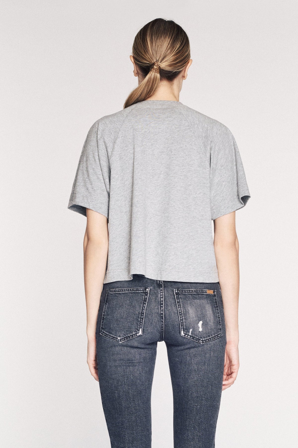 So Uptight Cropped Raglan Crew in Heather Grey